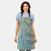 Blauw En Goud Abstract Golf Schort (Gedragen)
