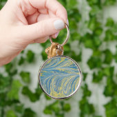 Blauw En Goud Abstract Golf Sleutelhanger (Hand)
