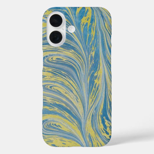 Blauw En Goud Abstract Golfpatroon Case-Mate iPhone Case (Achterkant)