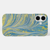 Blauw En Goud Abstract Golfpatroon Case-Mate iPhone Case (Achterkant (horizontaal))