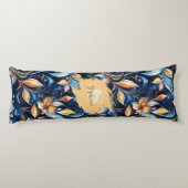 Blauw en Goud Abstract Paisley Bladeren (2) Lichaamskussen (Achterkant)