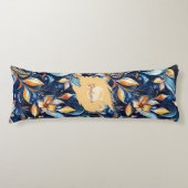 Blauw en Goud Abstract Paisley Bladeren (2) Lichaamskussen (Voorkant)
