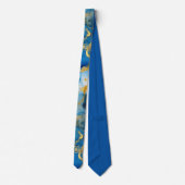 Blauw en goud abstract waterverf halsdoek stropdas (Achterkant)