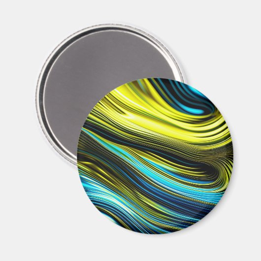 Blauw en Goud Abstract Zijde en Satijnbroodjes Magneet (Voorkant / Achterkant)