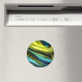 Blauw en Goud Abstract Zijde en Satijnbroodjes Magneet (Insitu (Vaatwasser))