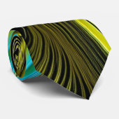 Blauw en Goud Abstract Zijde en Satijnbroodjes Stropdas (Opgerold)