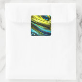 Blauw en Goud Abstract Zijde en Satijnbroodjes Vierkante Sticker (Tas)