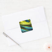 Blauw en Goud Abstract Zijde en Satijnbroodjes Vierkante Sticker (Envelop)