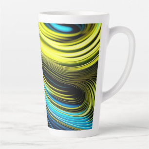 Blauw en goud abstract zijde en satijnen rollen latte mok