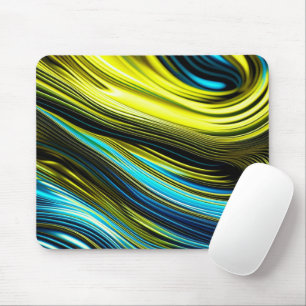 Blauw en goud abstract zijde en satijnen rollen muismat