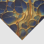 Blauw en Goud Abstracte Artistieke Organische Stru Tissuepapier (Detail)