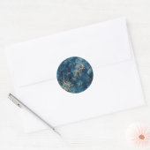 Blauw en Goud Abstracte Nebula Custom Sticker (Envelop)