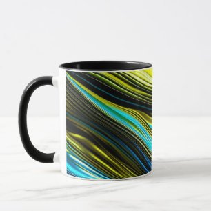 Blauw en goud abstracte zijde en satijnen rollen mok