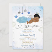 Blauw en Goud Afrikaans Baby Angel Baby shower Kaart (Voorkant)