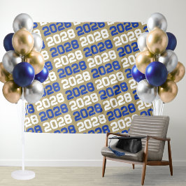 Blauw en goud afstudeerachtergrond wandkleed