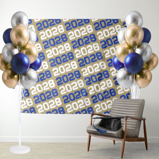 Blauw en goud afstudeerachtergrond wandkleed
