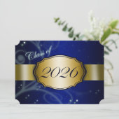 Blauw en Goud Afstuderen 2026 Kaart (Staand voorkant)
