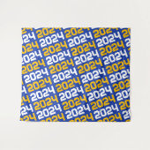 Blauw en Goud Afstuderen Achtergrond Wandkleed (Voorkant (horizontaal))