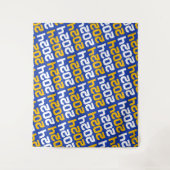 Blauw en Goud Afstuderen Achtergrond Wandkleed (Voorkant)