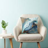 Blauw en goud agaat marmeren geode Kintsugi-monogr Kussen (Stoel)