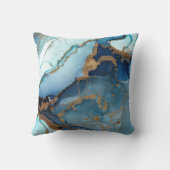Blauw en goud agaat marmeren geode Kintsugi-monogr Kussen (Achterkant)