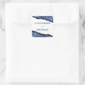 Blauw en goud agaat rand bruiloft cadeautje vierkante sticker (Tas)