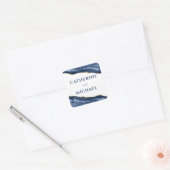Blauw en goud agaat rand bruiloft cadeautje vierkante sticker (Envelop)