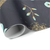 Blauw en goud aquarel lente cadeaupapier (Rol Hoek)