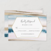Blauw en goud aquarel RSVP-kaarten Kaart (Voorkant / Achterkant)