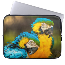 Blauw en Goud Ara Laptop Hoes | Tropische Vogels
