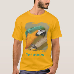 Blauw en goud Ara Papegaai Gepersonaliseerd T-shirt