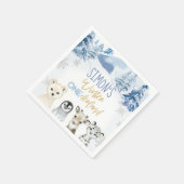 Blauw en Goud Arctische Winter Onederland Verjaard Servet (Hoek)