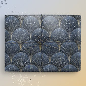 Blauw en Goud Art Deco Cobweb Luxe Cadeaupapier