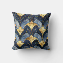 Blauw en goud art deco ontworpen kussen