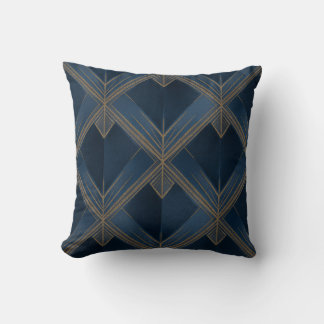 Blauw en Goud Art Deco Pattern 3 Sierkussen