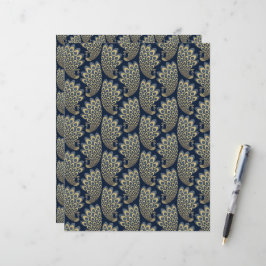 Blauw en Goud Art Deco Peacock Scrapbook Papier