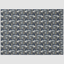 Blauw en Goud Art Deco Pijnbomen Decoupage