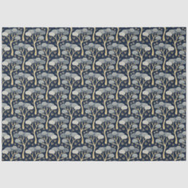 Blauw en Goud Art Deco Pijnbomen Decoupage Tissuepapier
