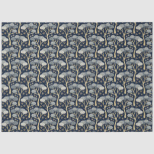 Blauw en Goud Art Deco Pijnbomen Decoupage Tissuepapier