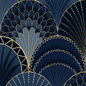 Blauw en Goud Art Deco Scallop Luxe Cadeaupapier
