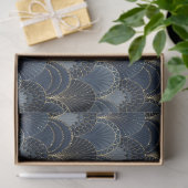 Blauw en Goud Art Deco Scallop Luxe Decoupage Tissuepapier (Geschenk)