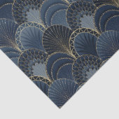 Blauw en Goud Art Deco Scallop Luxe Decoupage Tissuepapier (Detail)
