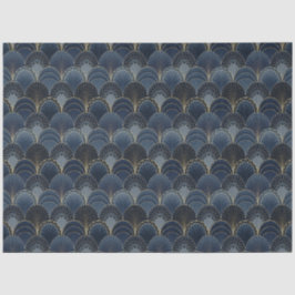 Blauw en Goud Art Deco Scallop Luxe Decoupage Tissuepapier