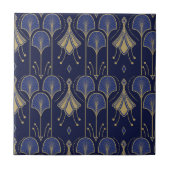 Blauw en goud art deco tegeltje (Voorkant)