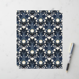 Blauw en Goud Art Nouveau Maan Scrapbook Papier