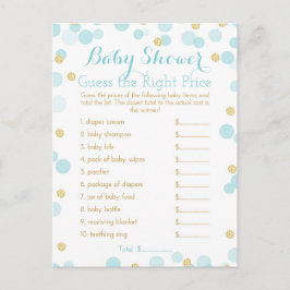 Blauw en Goud Baby shower Juiste Prijs Spel Uitnodiging Briefkaart