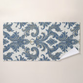  Blauw en Goud Barok Damask Badhanddoek (Badhanddoek)