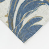 Blauw en Goud Barok Damask Fleece Deken (Hoek)