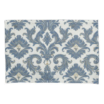  Blauw en Goud Barok Damask
