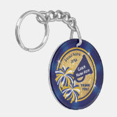 Blauw en goud, bedankt cadeautje voor de klokkever sleutelhanger (Voorkant Links)